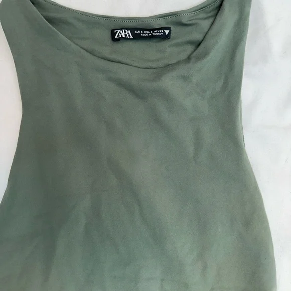 Zara Army Green Scoop Neck Bodysuit S - Picture 2 of 3